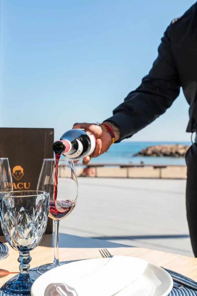 Copa de vino frente al mar